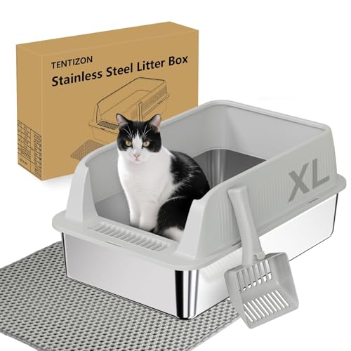 TENTIZON Stainless Steel Cat Litter Box (Large)