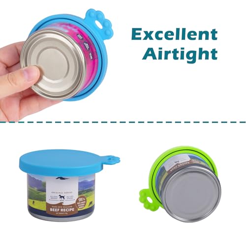 2 Packs Pet Food Can Covers Lids (Blue + Green)