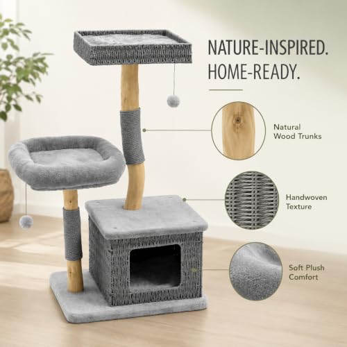 Modern Cat Tree for Indoor Cats (Two layer Grey)