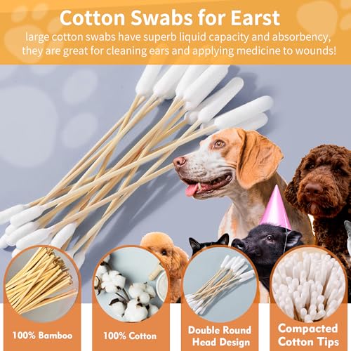 200 PCS 6 Inch Long Cotton Swabs in Box (Double Round-200 PCS)