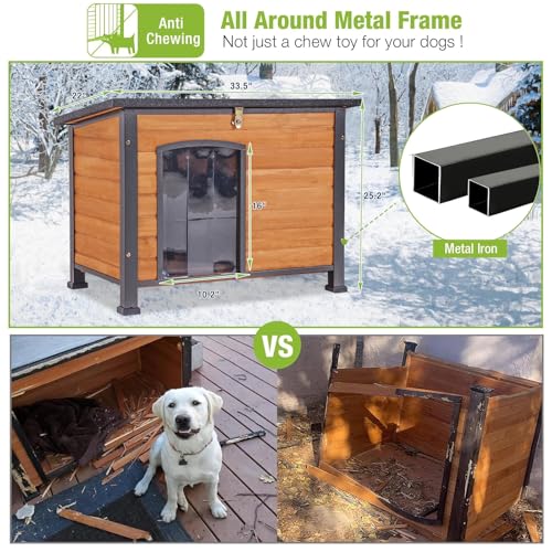 Chew Proof Dog House with Metal Iron Frame Outdoor Dog Kennel for Small Medium Large Indoor Dog Cage
