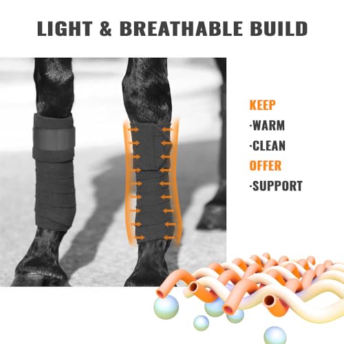 Horse Polo Leg Wraps Soft Fleece Wraps Equestrian Leg Bandage 4 (Yellow / Full(10ft))