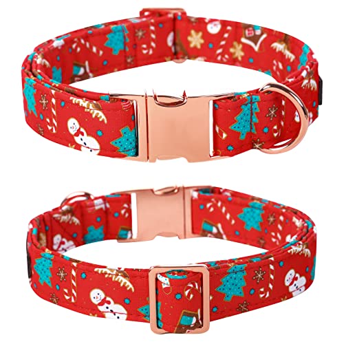 Christmas Dog Collar with Flower (Small (Pack of 1) / Red Gingerbread Man(Flower))