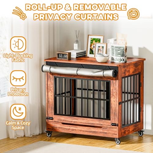 32" Dog Crate Furniture (Vintage Brown / 32.5"L x 22.0"W x 29.5"H)