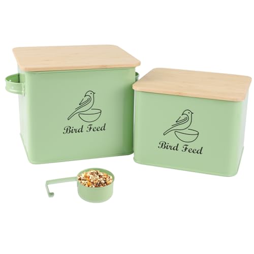 Bird Seed Storage Container Set of 2 (Green(Bird Feed))