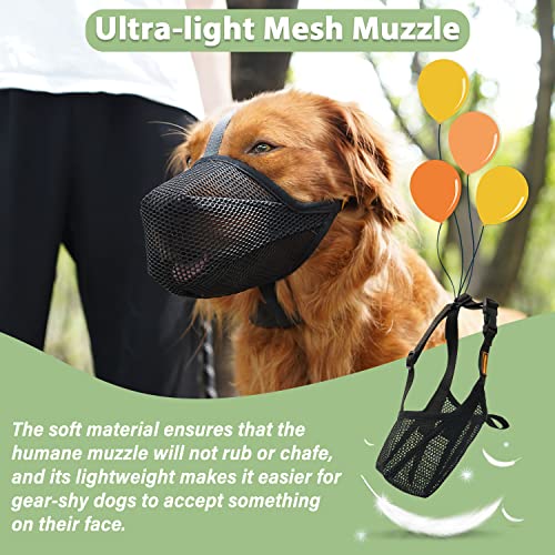 Dog Muzzle Patented Soft Mesh Muzzle for Scavenging (L-(Snout:11"-12¼"))