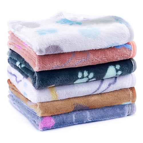 6 Pcs Washable Guinea Pig Blankets Absorbent Small Animal Fleece Bedding Cage Liners Reusable Pet Pee Pad Sleep Mat Pad Cover for Hamster Ferret Rabbit Chinchilla Hedgehog (6 White Bulk / 16" x 24")