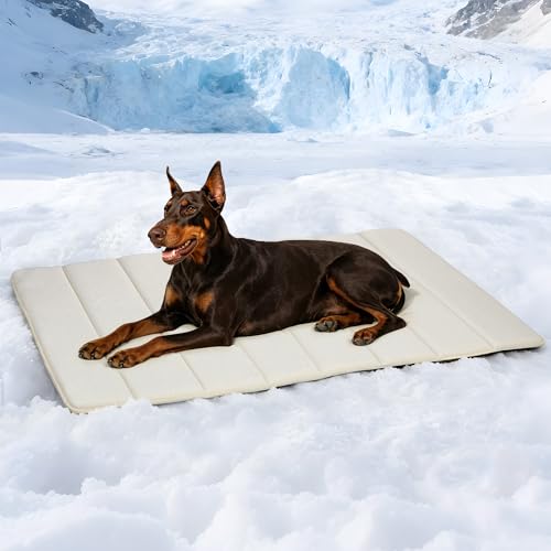 Dog Cooling Mat for Large Dogs (Dark Beige / 47"L x 29"W x 0.8"H)