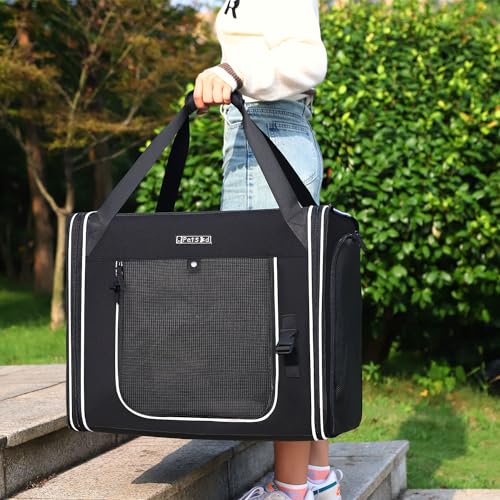 Portable Double Cat Carrier with Litter Box for Multiple Cats (36.0"L x 17.0"W x 17.0"H / Black)