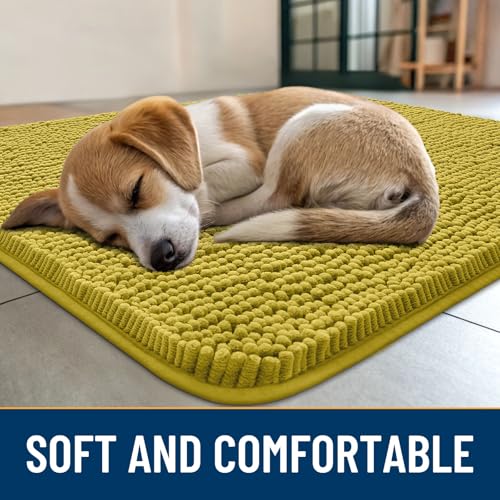 Dog Door Mat for Muddy Paws 36x24 (Mustard Yellow / 36"X24")