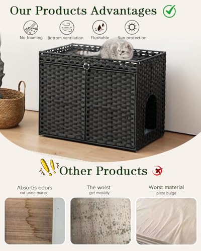 Cat Litter Box Enclosure Furniture (Black)