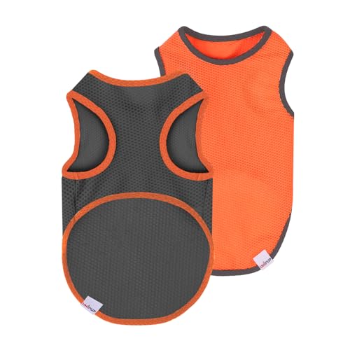 2 Pack Cooling Shirts for Dogs (S(chest:10-12") / Black&Orange)