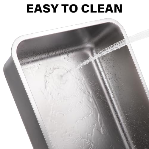 Stainless Steel Litter Box Medium for Cats (M-17×13×5.1")