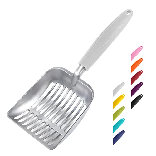 Cat Litter Scoop (Small / FLAT Aluminum \ #05 Grey Handle)