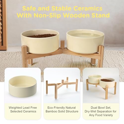 Elevated Dog Bowls Ceramic (7.3 in - 5.3 cups / Beige)