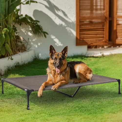 Outdoor Elevated Dog Bed Large Sized Dogs (49.0"L x 33.0"W x 9.0"Th / Brown)