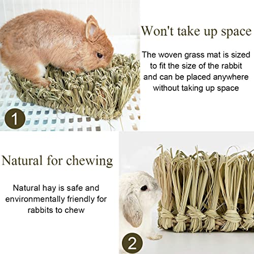 Rabbit Grass Bed Bunny Natural Woven Foraging Mat Guinea Pig Hay Mat Enrichment Toy Scratch Pad for Chinchilla Squirrel Hedgehog (1PCS)