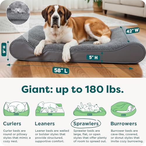 Orthopedic Dog Bed for Large Dogs (Giant/XXXL / Gray)