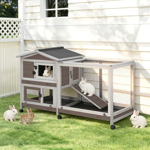 Large Indoor Rabbit Hutch Bunny Cage with Chew