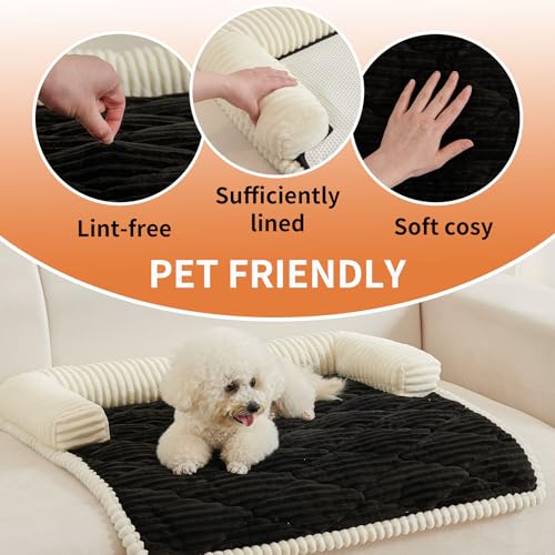 Dog Couch Bed for Small Dogs (Black / Small(27.56"L X 25.59"W X 5.5"Th))