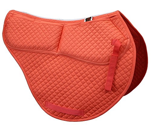 All Purpose Contoured Correction Saddle Pad with Adjustable Memory Foam Inserts for Custom Support (Coral)