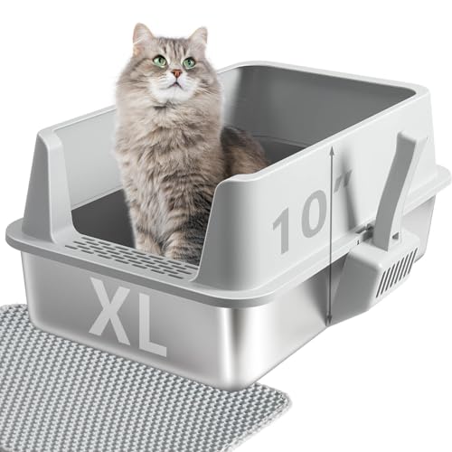 Stainless Steel Litter Box with Lid L to XL (XL-lid-box10"H)