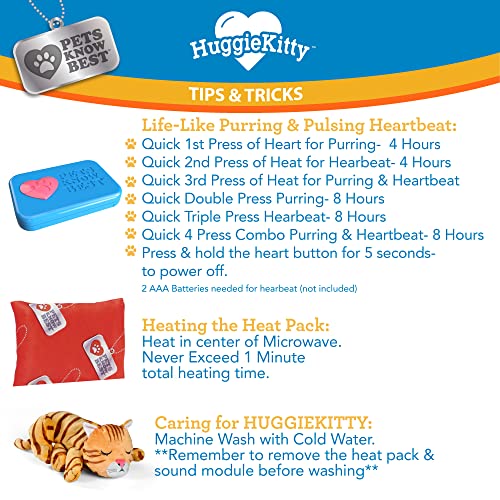 HuggieKitty Comfort Purring Companion with Heartbeat Sleep Aide for Cats & Kittens (Orange)