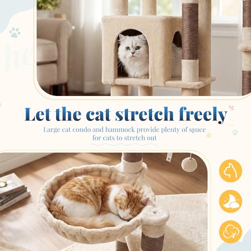 Cat Tree Tower (Beige and Brown / 72.8 Inches)