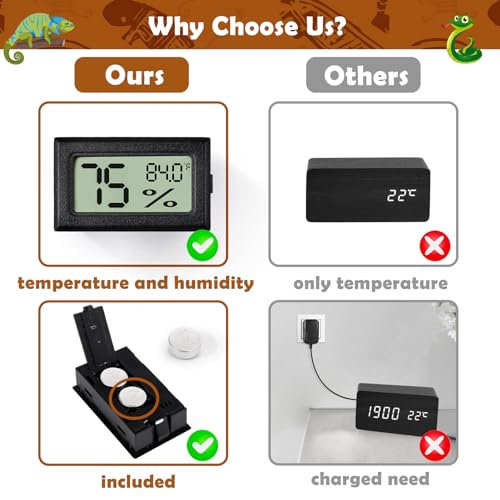 Reptile Thermometer and Humidity Gauge (2PCS Rectangular)