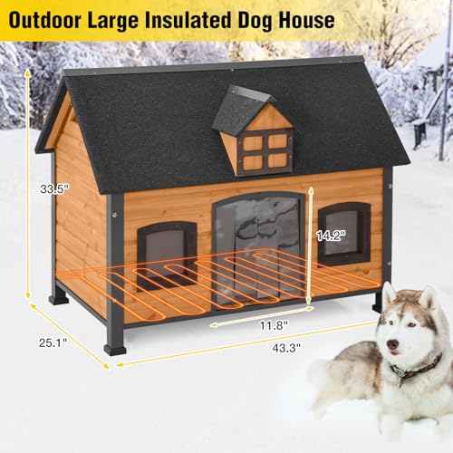 Outdoor Heated Dog House with Heating Pad Insulated Dog Houses with Anti