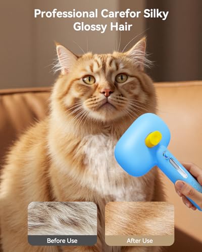 3-in-1 Pet Steam Brush,Spray Hair Removal Detangling Comb,Blue (Blue)