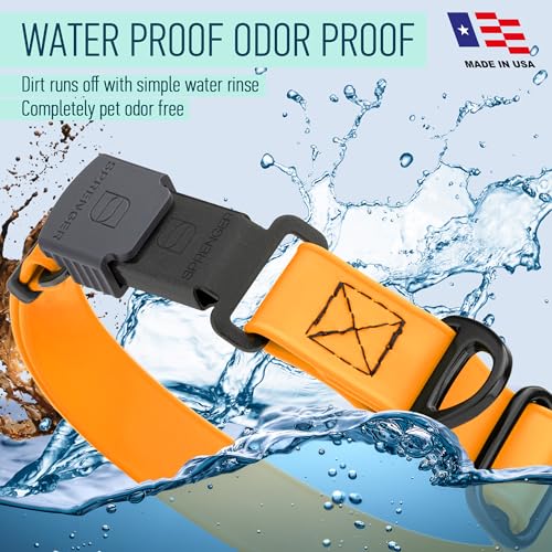 Biothane Waterproof Dog Collar with Herm Sprenger Black Stainless Steel Quick Release Buckle (W 1" x L 15"-25" / Tangerine Orange)