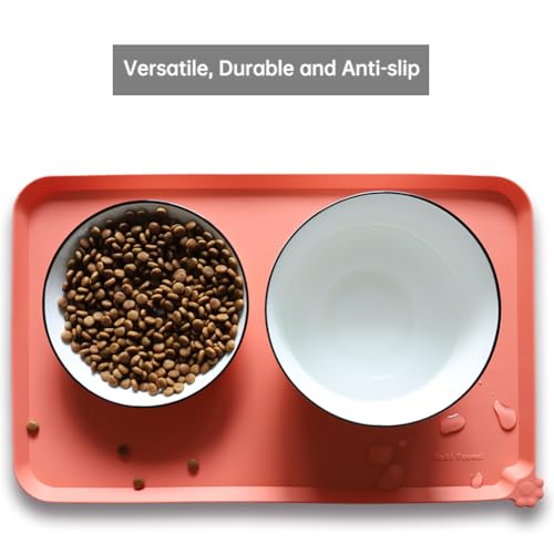 Waterproof Pet Feeding Mats with High Lips (19" x 12" / Burnt Coral)