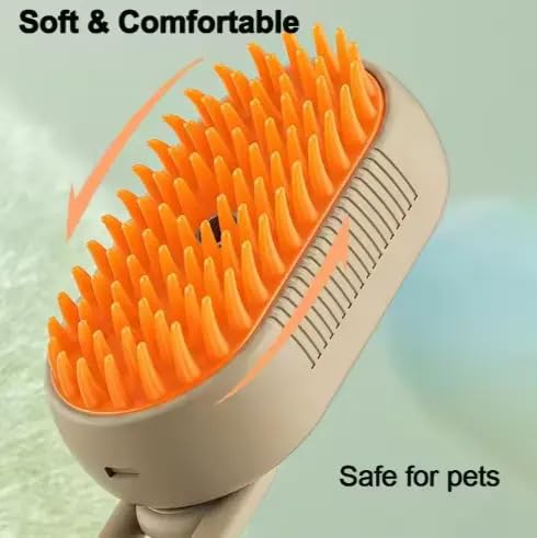 3-in-1 Cat Grooming Brush – Water Spray & Self-Cleaning Shedding Brush for Cats & Dogs – Pet Hair Removal & Massage Comb for Long & Short Hair (beige) (beige)