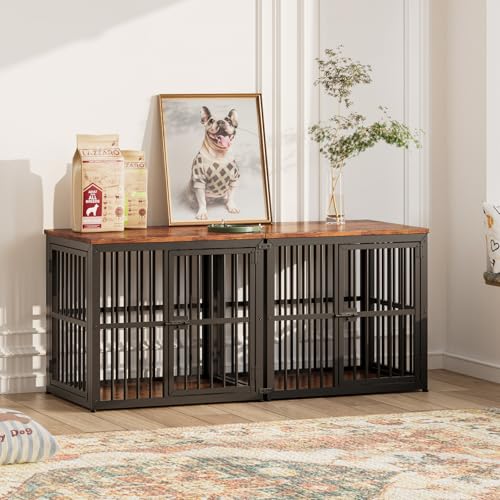 27'' Dog Crate Furniture with 3 Doors for Puppy Small Dogs (Brown / 26.9"L x 20.9"W x 24.0"H)