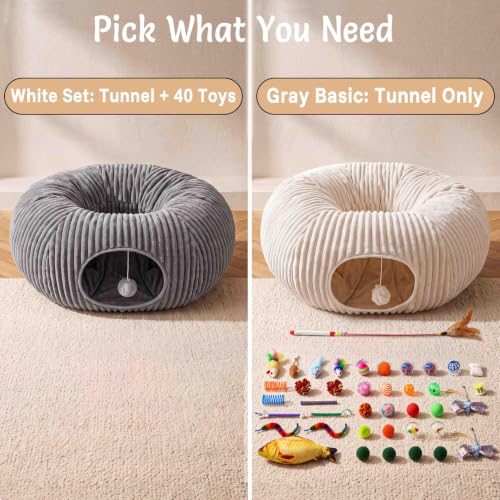 Cat Tunnel Bed for Indoor Cats (Grey / Medium)