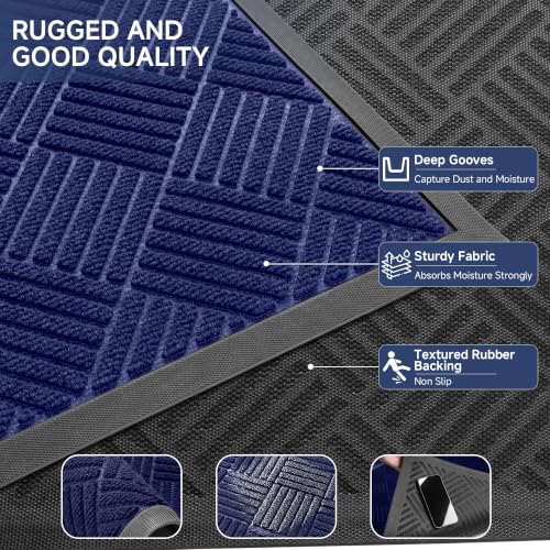 Front Door Mat (2' x 4' (Rectangular) / Blue Diamond)