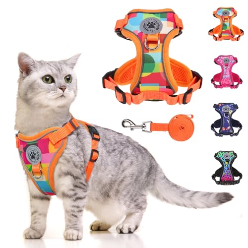 Cat Harness and Leash (Orange / Medium (Chest: 16 - 20"))