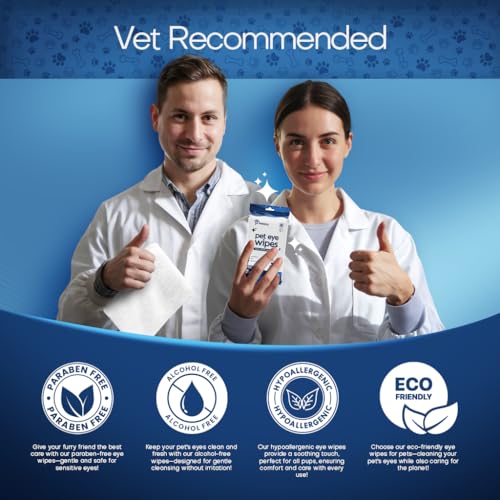 Pet Eye Wipes for Dogs & Cats (60 XL EYE WIPES)