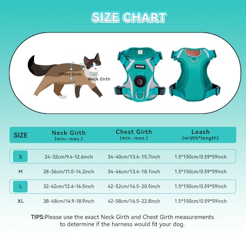 Cat Harness and Leash Set with AirTag Holder (Green (Holder for Airtag) / XL)