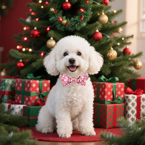 Christmas Dog Collar with Bow tie (X-Small (Pack of 1) / Ho Xmas)