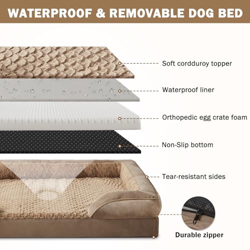 Orthopedic Dog Beds Large Sized (Brown / XL (42"x 32"x 7"))