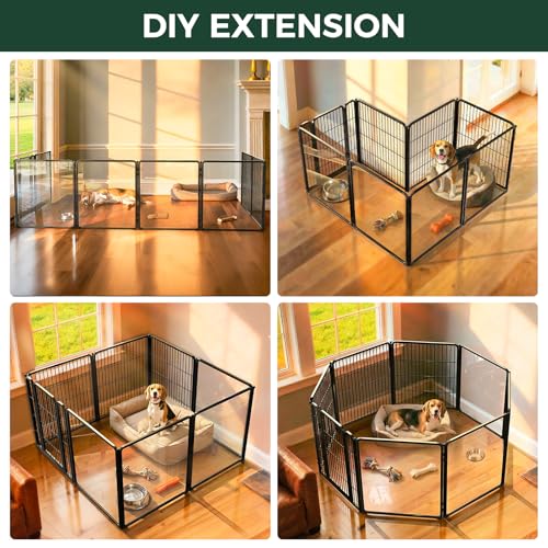 AuraSpace Pro Acrylic & Wire Mesh Indoor Dog Playpen (Black / 32"H)