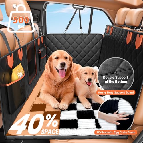 Hard Bottom Car Seat Cover for Dog swith Removable Soft Blankets (White / For Car/SUV/Small Truck)