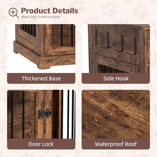 40'' Wooden Dog Crate Furniture (Brown)