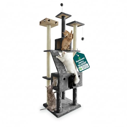 69.3" Tall Cat Scratching Post Tower for Indoor Cats (Cat Tower / Double Decker Playground (Gray))