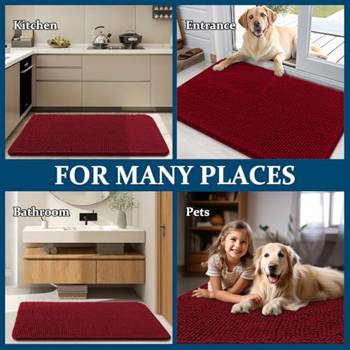 Dog Door Mat for Muddy Paws 59x32 (Red / 59" X 32")