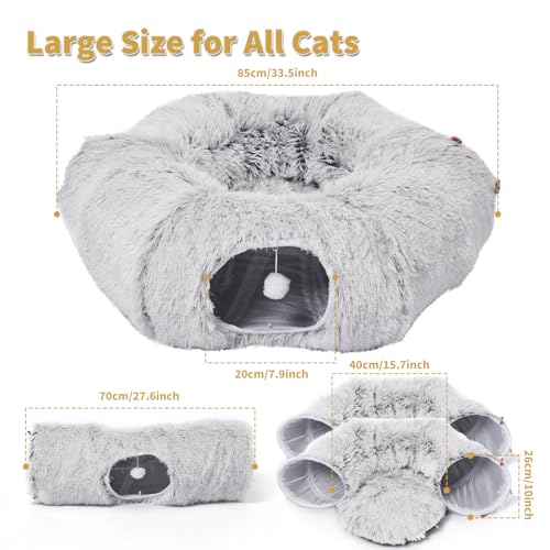 Cat Tunnels Bed with 1 Straight Tunnel and 20 Pet Toys (Cat Tunnel+Additional Straight Tunnel)