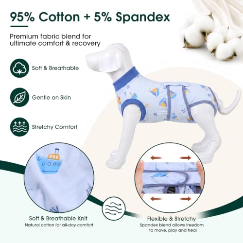 Recovery Suit for Dogs Cats (M (Back:13.4-16.1'', Weight:14-25 Lb) / Ocean Dive)