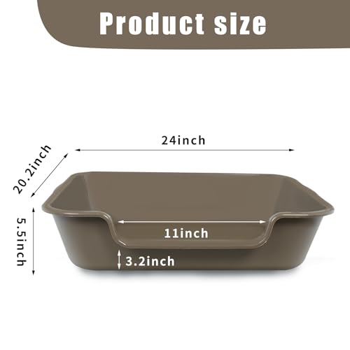 Extra Large Low Entry ABS Cat Litter Box (Large (Pack of 2) / Brown)